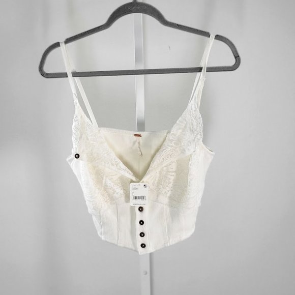 FREE PEOPLE have my heart cropped tank top Sz L NEW - Picture 8 of 10